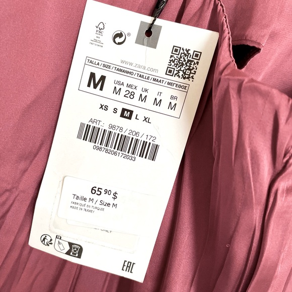 Wrinkle effect slip midi dress burgundy wine colour - Picture 4 of 6